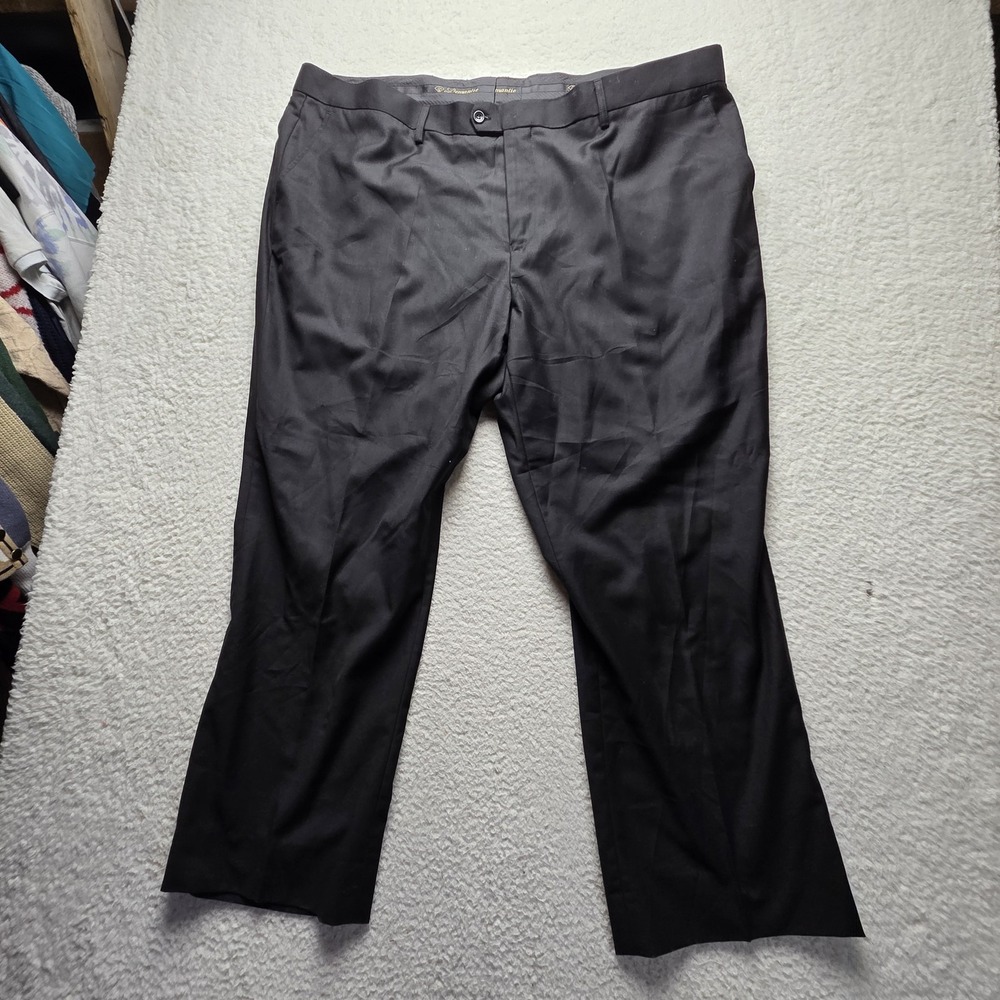 Demantie Dress Pants Mens 48x30 Black Flat Front Straight Leg Big & Tall